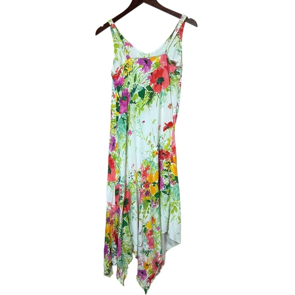 JAMS WORLD Cottage Bouquet Floral Asymmetrical Resort Midi Dress Sz XS Hawaii - Picture 12 of 14